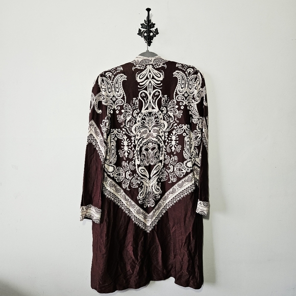 Free People Satin Bandana Print Duster Size S Boho Kimono Cardigan - Picture 3 of 4